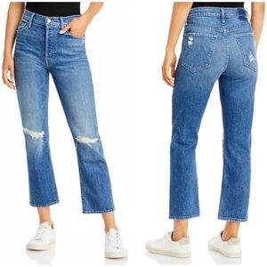 MOTHER Superior The Tomcat Straight Leg Crop Jeans Playing With Scissors Sz 27